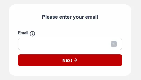 Email address entry field on the registration form